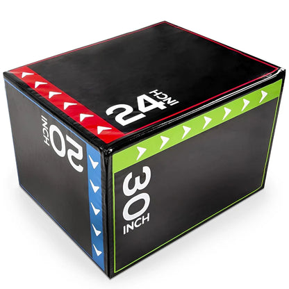 Black box with measurement labels on a white background