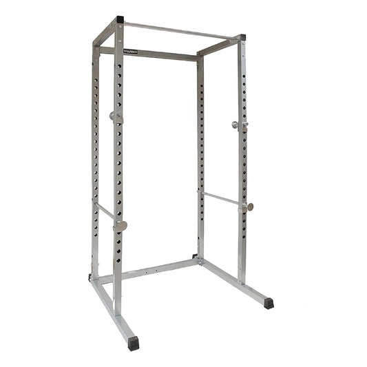 Silver power rack on a white background