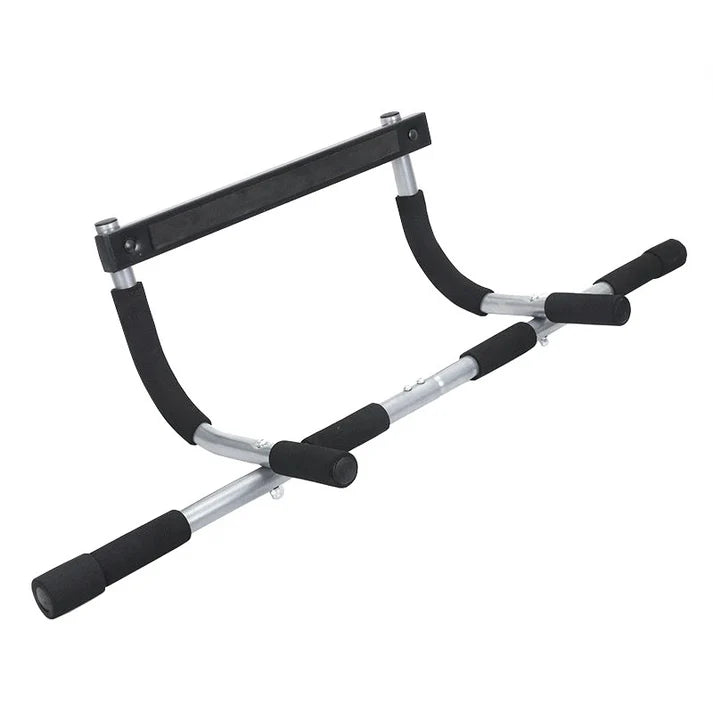 Gymnastic rings with black handles on a white background