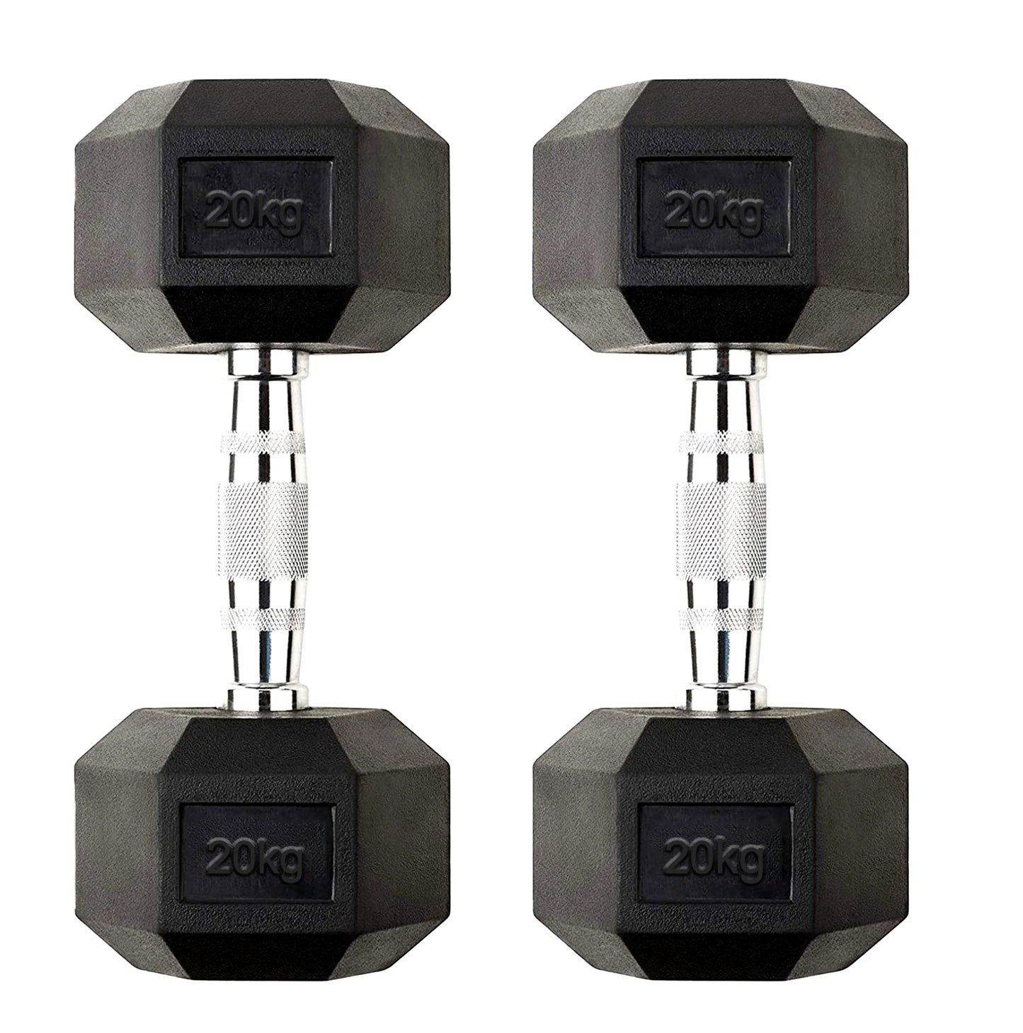 20kg pair of Hex dumbbells on a white background