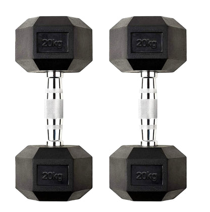 20kg pair of Hex dumbbells on a white background