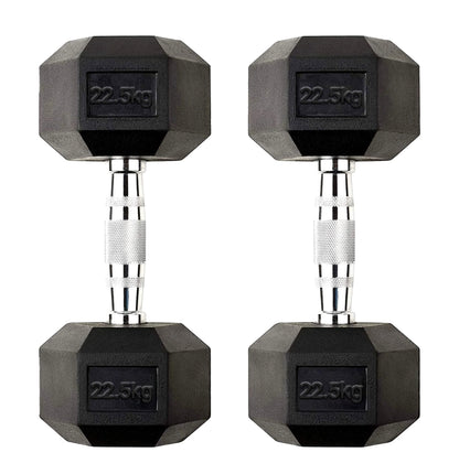 22.5kg pair of Hex dumbbells on a white background