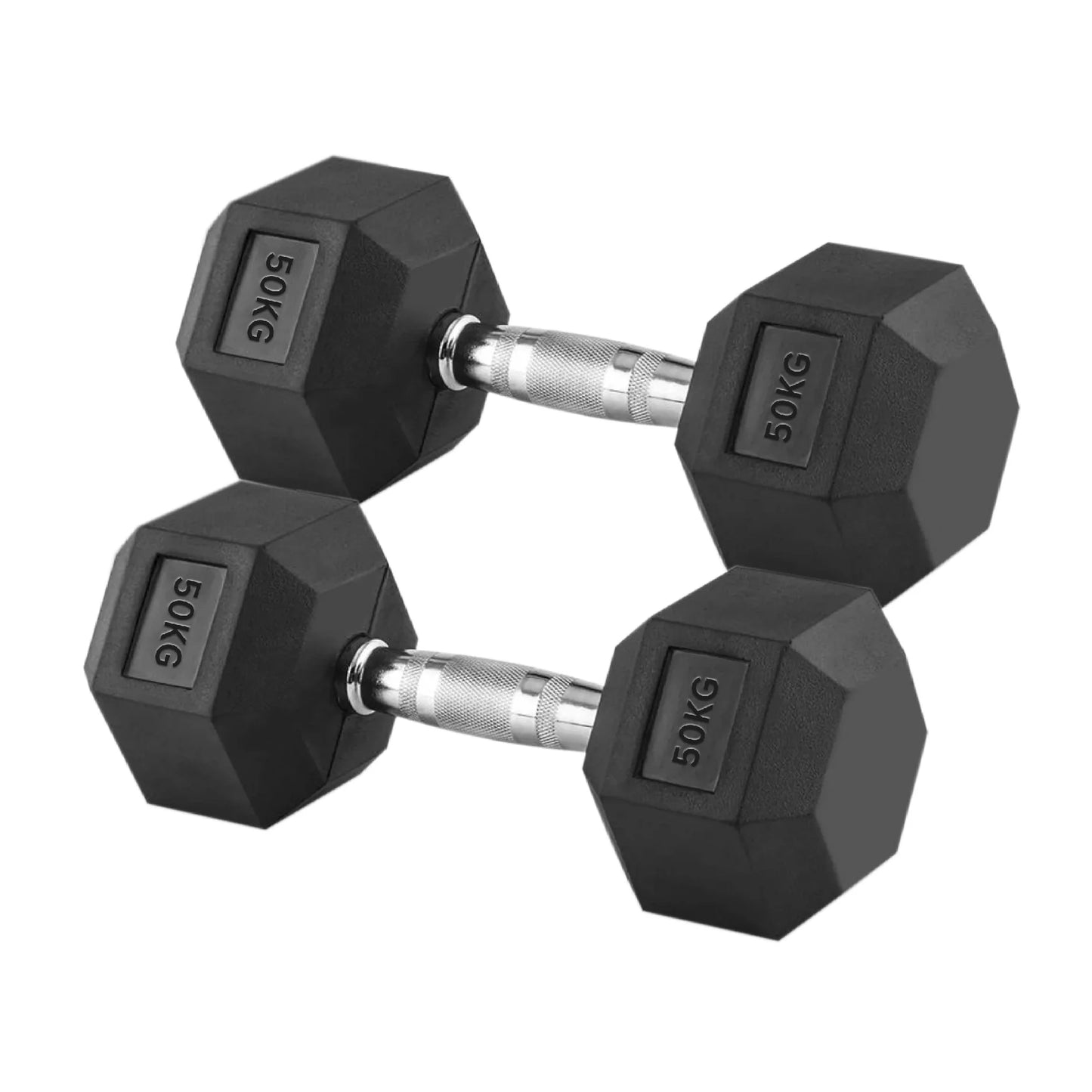 50kg pair of Hex dumbbells on a white background