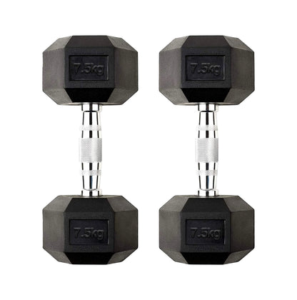 7.5kg pair of Hex dumbbells on a white background