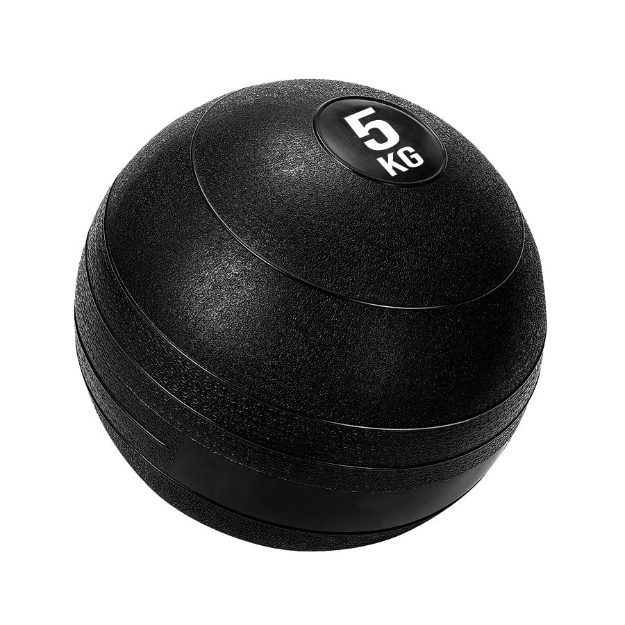Black exercise ball with '5 KG' label on a white background