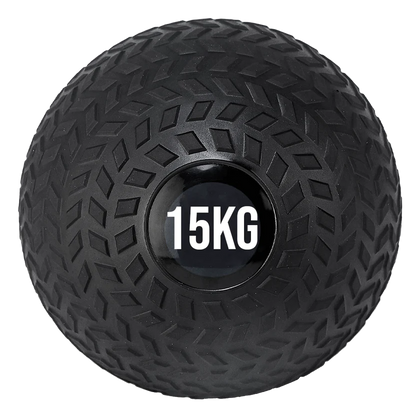 Black exercise ball with '15KG' marking on a white background