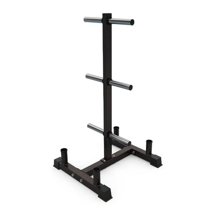 Black metal squat rack on a white background