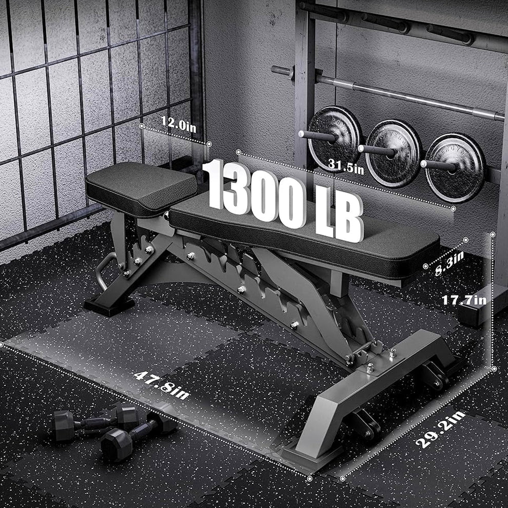 Commercial Adjustable Weight Bench – Heavy-Duty Workout Bench for Strength Training | Foldable, Easy Assembly Flat/Incline Bench for Home, Garage & Gym