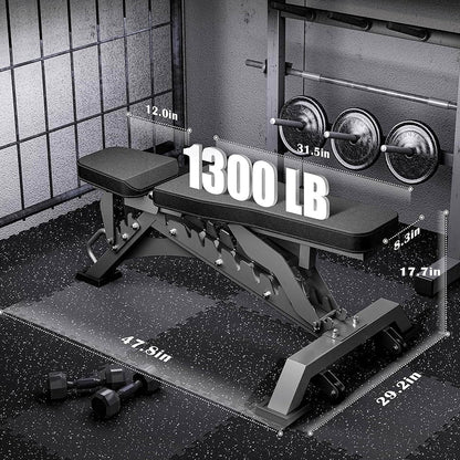 Commercial Adjustable Weight Bench – Heavy-Duty Workout Bench for Strength Training | Foldable, Easy Assembly Flat/Incline Bench for Home, Garage & Gym