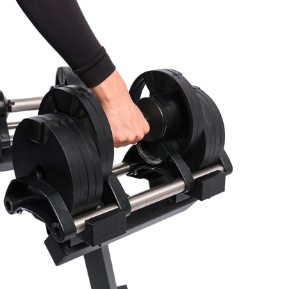 Round Adjustable Dumbbells Set for Home Gym - Quick-Select Dial System 24-45kg - Anti-Slip Handle - Single or Pair - Space-Saving Design - Complete Strength Training Equipment for All Fitness