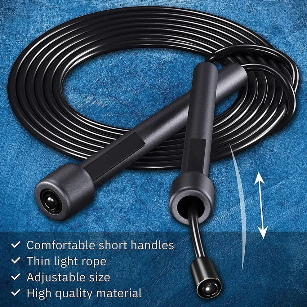Black Skipping Rope – Adjustable Length Jump Rope for Cardio, Endurance & Fat-Burning | Lightweight Tangle-Free Fitness Rope for Home, Gym & Outdoor Training