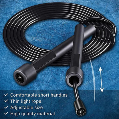 Black Skipping Rope – Adjustable Length Jump Rope for Cardio, Endurance & Fat-Burning | Lightweight Tangle-Free Fitness Rope for Home, Gym & Outdoor Training
