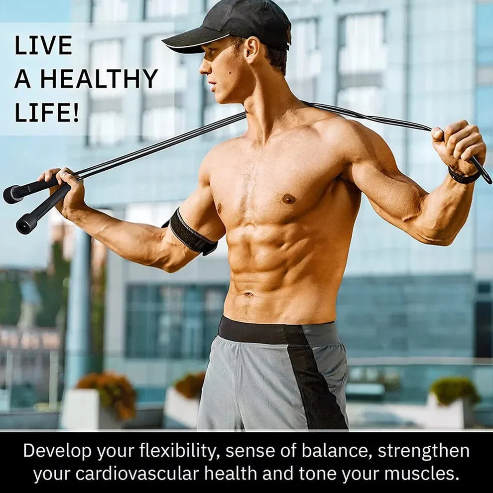 Black Skipping Rope – Adjustable Length Jump Rope for Cardio, Endurance & Fat-Burning | Lightweight Tangle-Free Fitness Rope for Home, Gym & Outdoor Training