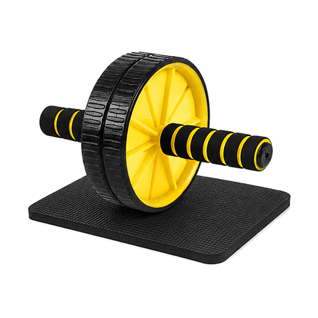 Premium Double-Wheel Ab Roller with Knee Pad - Core Training Exercise Wheel with Rebound Design - Adjustable Elastic Resistance Band - Silent Non-Slip Wheels - Ergonomic Handles - Home Gym Equipment